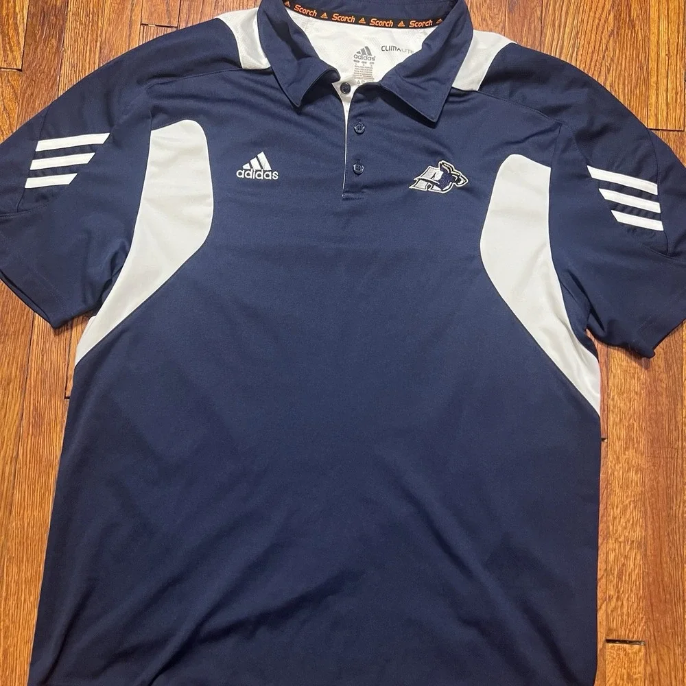 Adidas Akron Zips ClimaLite Scorch Men's Navy Golf Polo Shirt Size Large